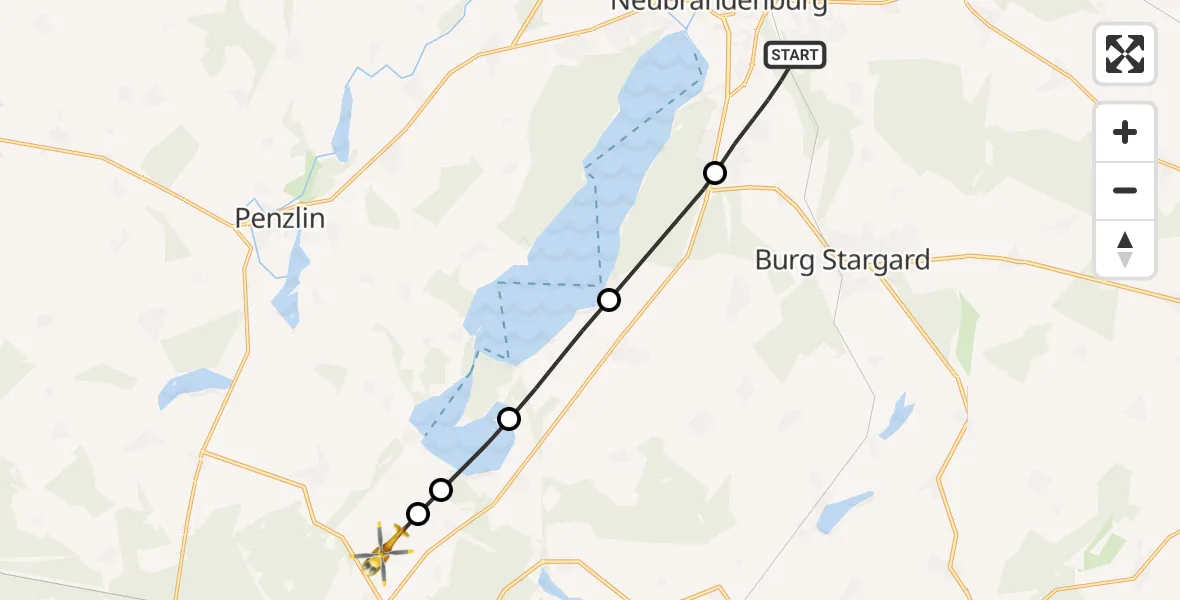 Flugroute Rettungshubschrauber Neubrandenburg - Blumenholz, 10 April 2026, 18:11