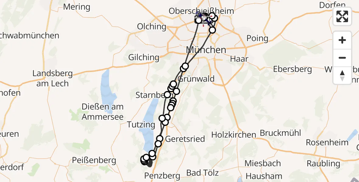 Flugroute Polizeihubschrauber Oberschleißheim - Oberschleißheim, 10 April 2026, 18:18