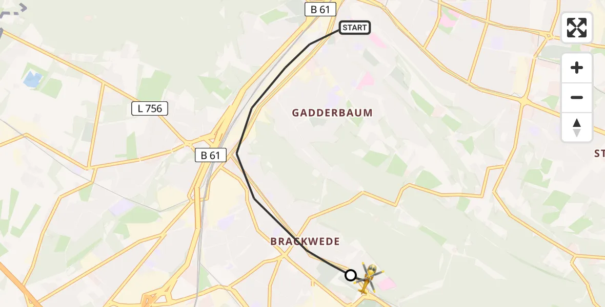 Flugroute Rettungshubschrauber Bielefeld - Luftrettungszentrum Bielefeld, 10 April 2026, 18:40