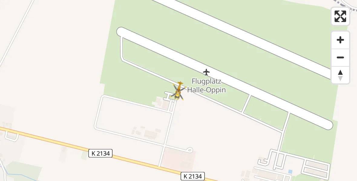 Flugroute Rettungshubschrauber Halle-Oppin Flugplatz - Halle-Oppin Flugplatz, 10 April 2026, 19:01