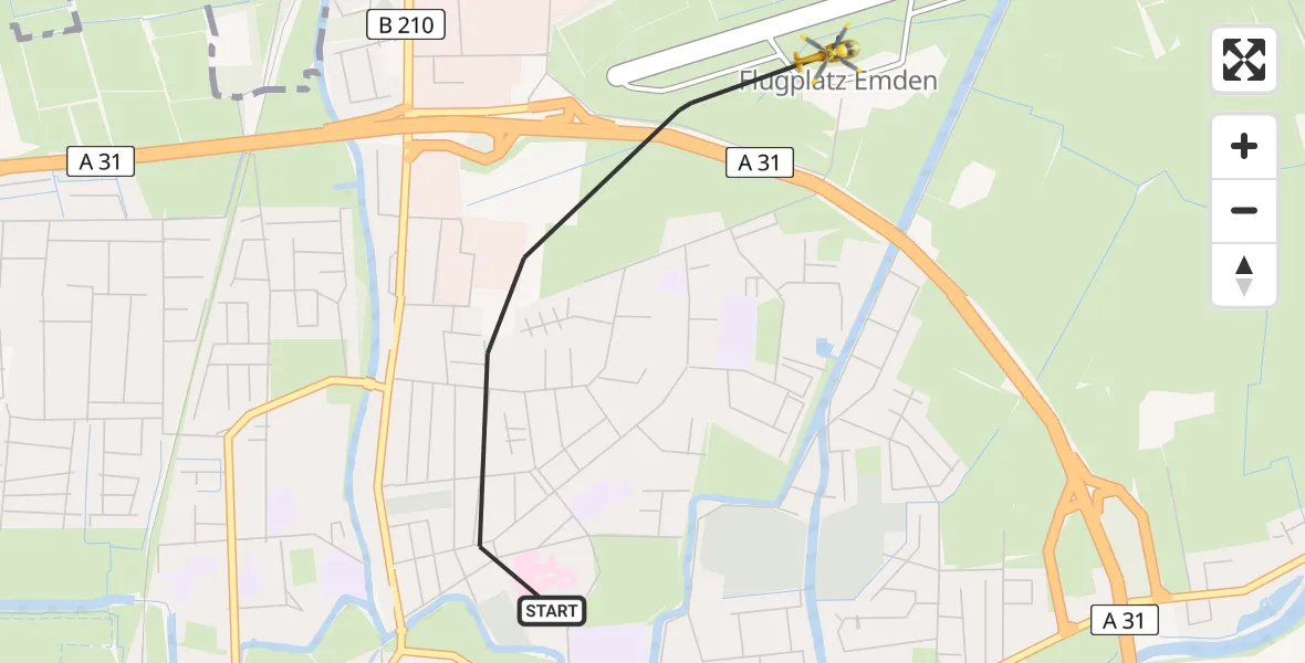 Flugroute Rettungshubschrauber Emden - Emden Flughafen, 10 April 2026, 19:53