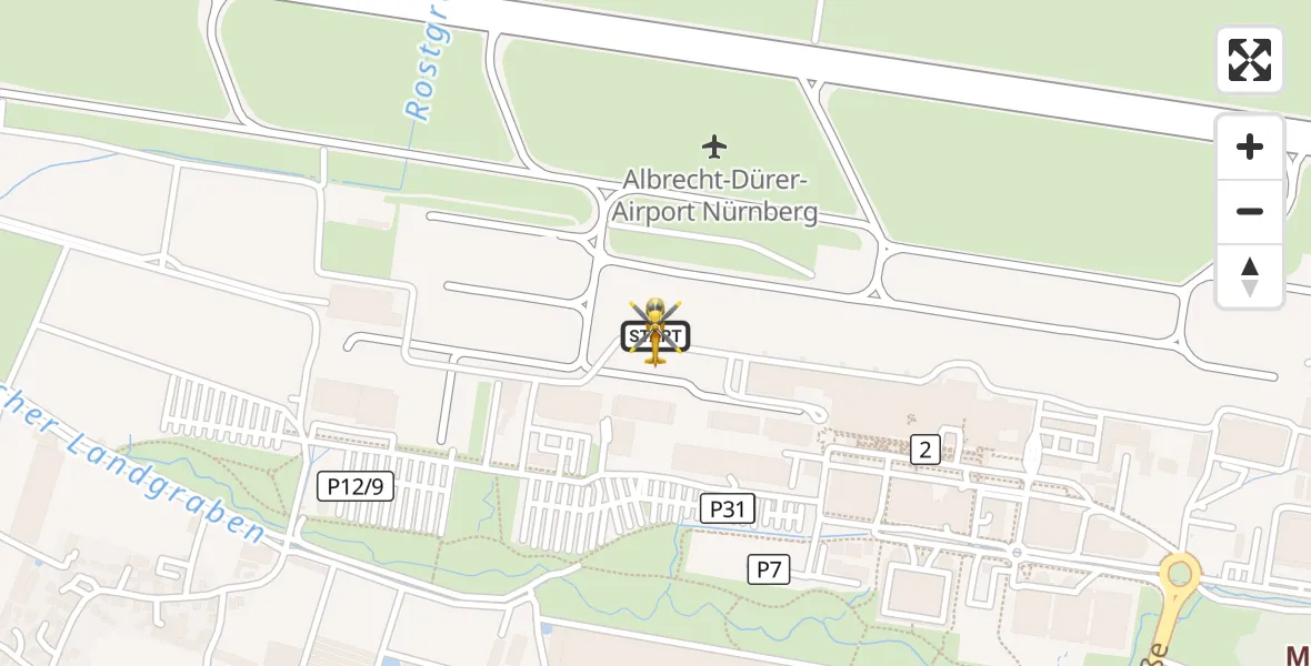 Flugroute Ambulanzhubschrauber Flughafen Nuremberg - Flughafen Nuremberg, 11 April 2026, 01:39