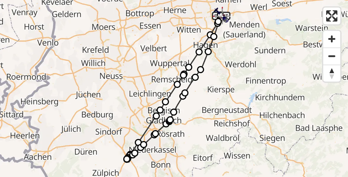 Flugroute Polizeihubschrauber Dortmund Flughafen - Dortmund Flughafen, 11 April 2026, 02:39