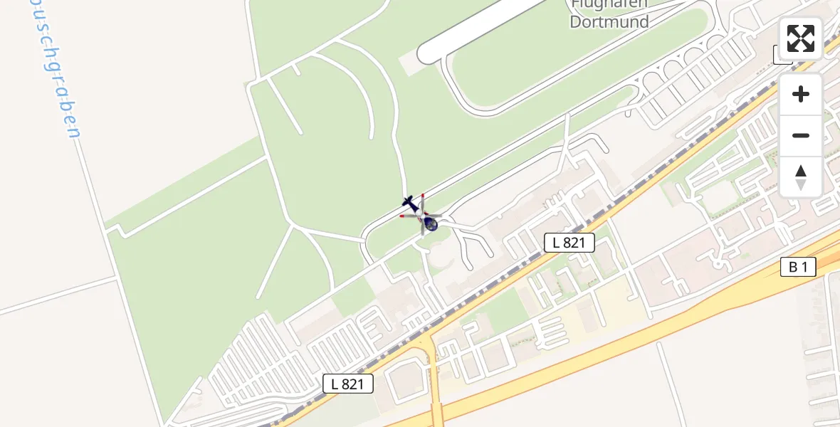 Flugroute Polizeihubschrauber Dortmund Flughafen - Dortmund Flughafen, 11 April 2026, 04:27