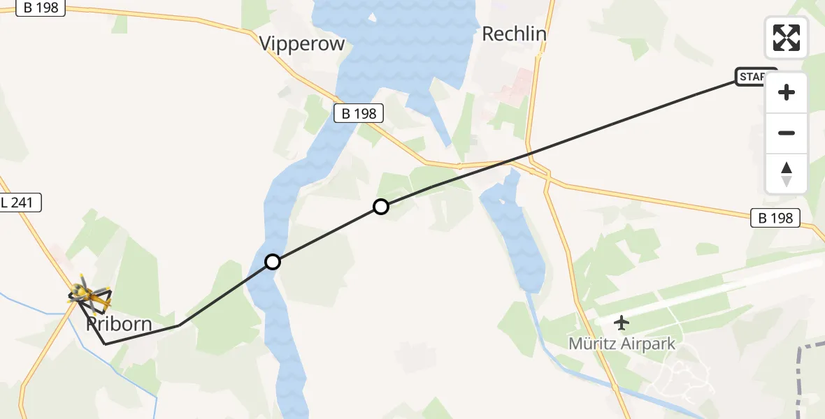 Routekaart van de vlucht: Rettungshubschrauber nach Priborn, Dorfstraße