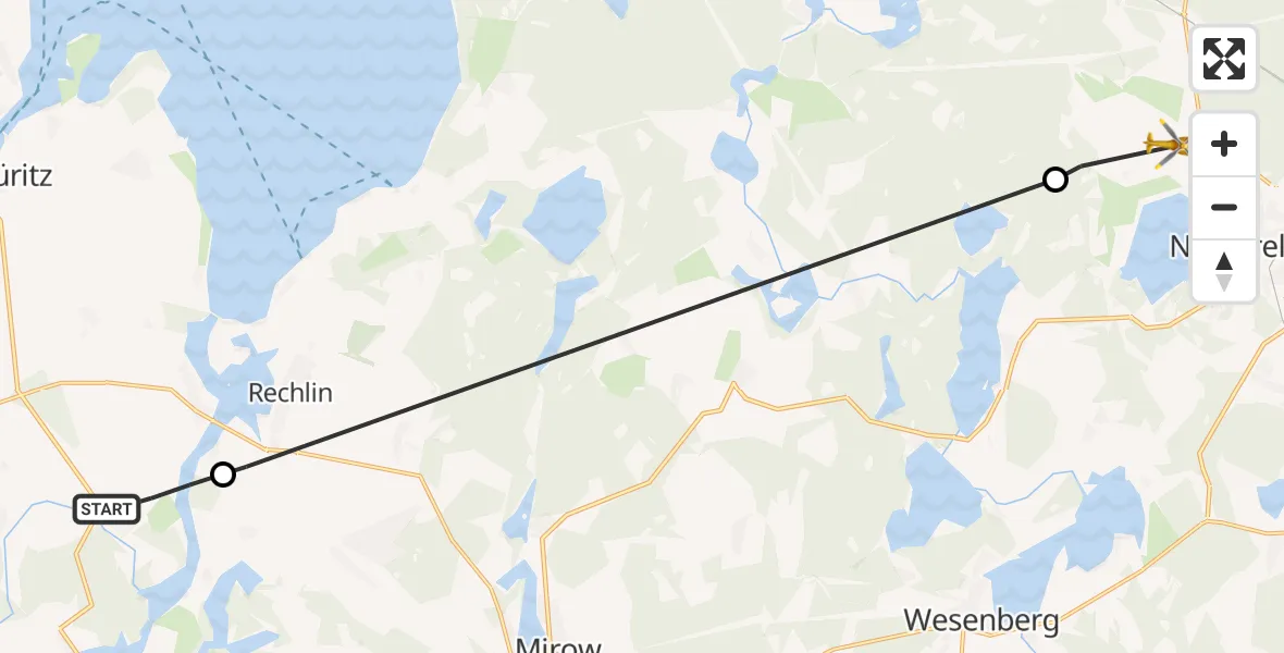 Flugroute Rettungshubschrauber Priborn - Neustrelitz, 11 April 2026, 05:58