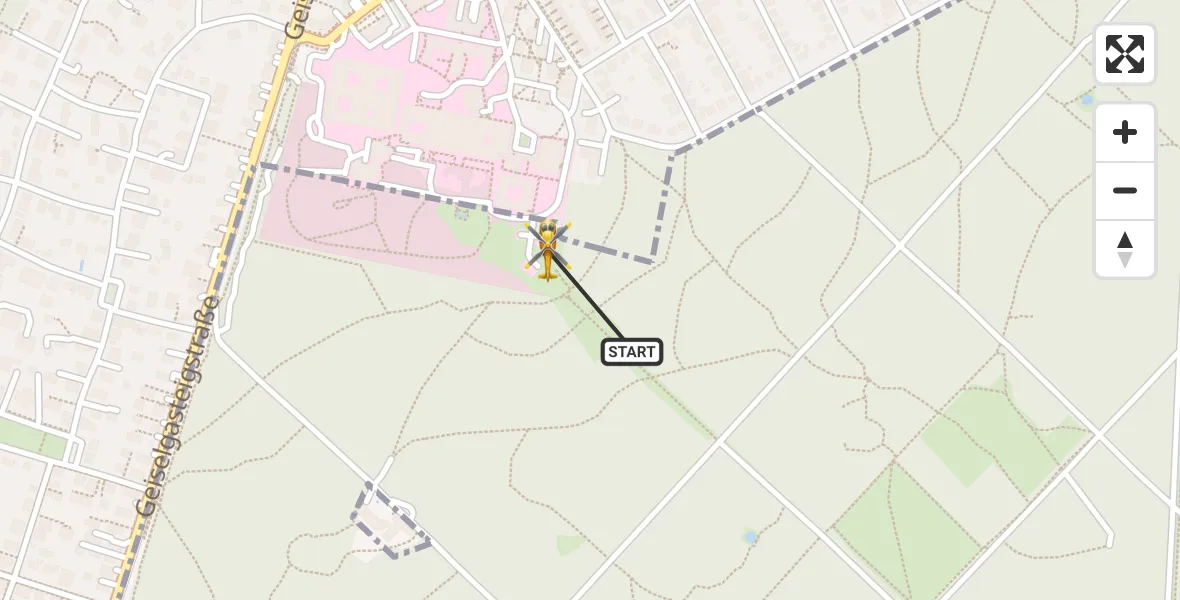 Flugroute Rettungshubschrauber ADAC Air Rescue Center Hubschrauberlandeplatz (Christoph 1) - ADAC Air Rescue Center Hubschrauberlandeplatz (Christoph 1), 11 April 2026, 07:25
