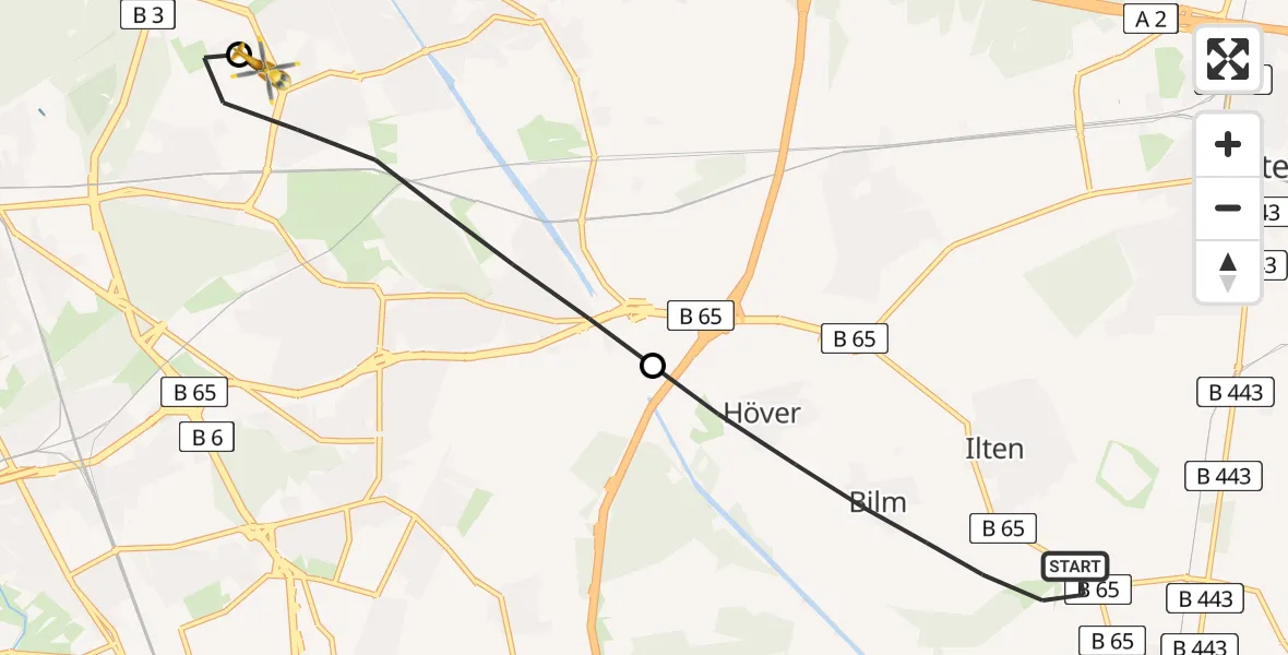 Flugroute Rettungshubschrauber Sehnde - Hannover Luftrettung Hubschrauberlandeplatz (Christoph 4), 11 April 2026, 07:41