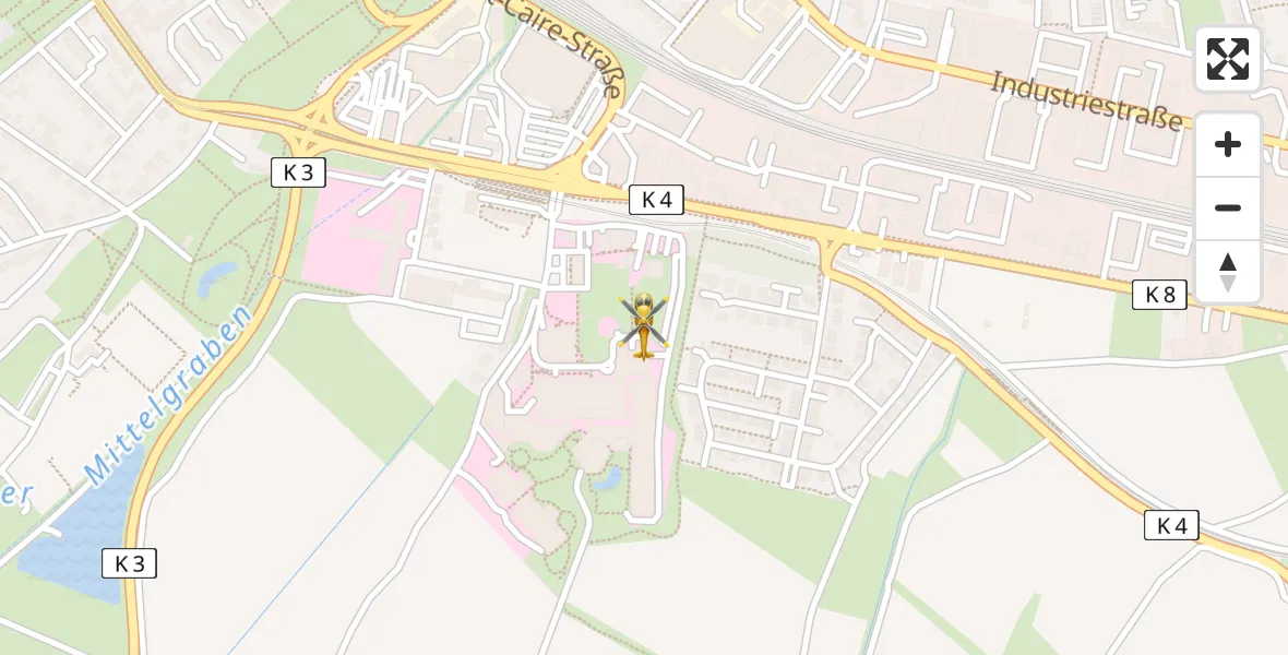 Flugroute Rettungshubschrauber Ludwigshafen Accident Hospital - Ludwigshafen Accident Hospital, 11 April 2026, 07:57