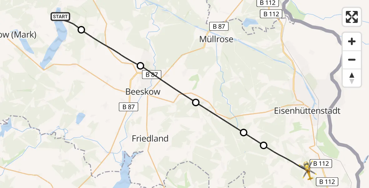 Flugroute Rettungshubschrauber Bad Saarow - Neuzelle, 11 April 2026, 08:38
