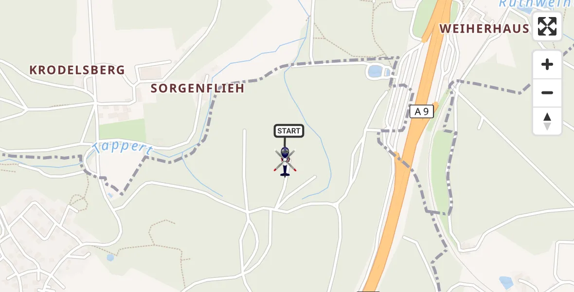 Flugroute Polizeihubschrauber Bayreuth - Bayreuth, 11 April 2026, 08:39