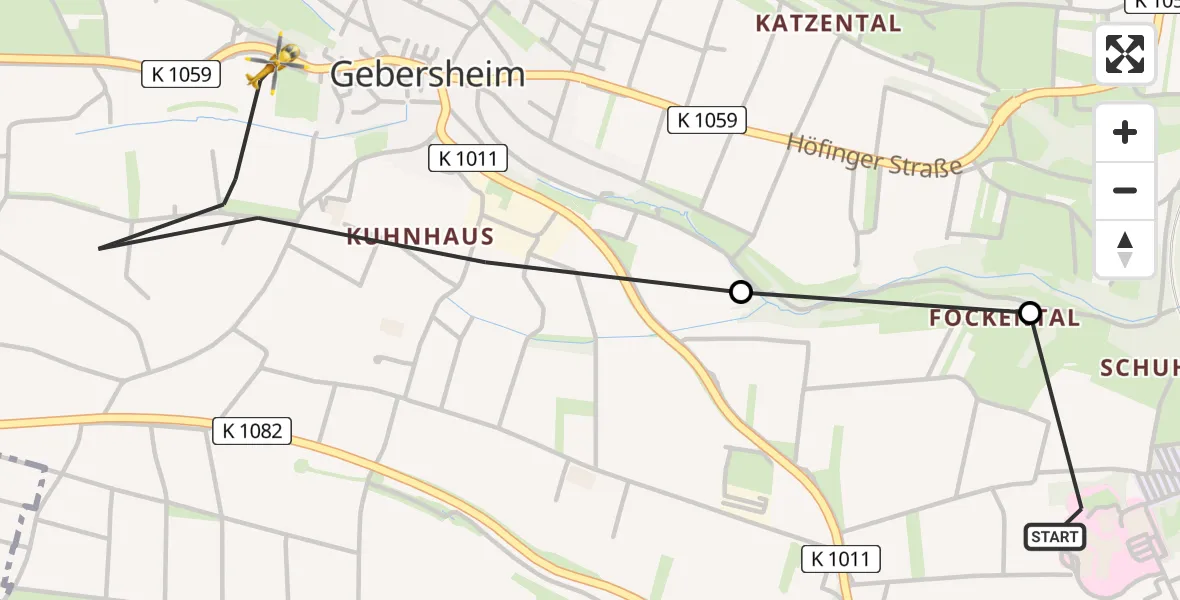 Flugroute Rettungshubschrauber Leonberg Hospital - Leonberg, 11 April 2026, 08:52