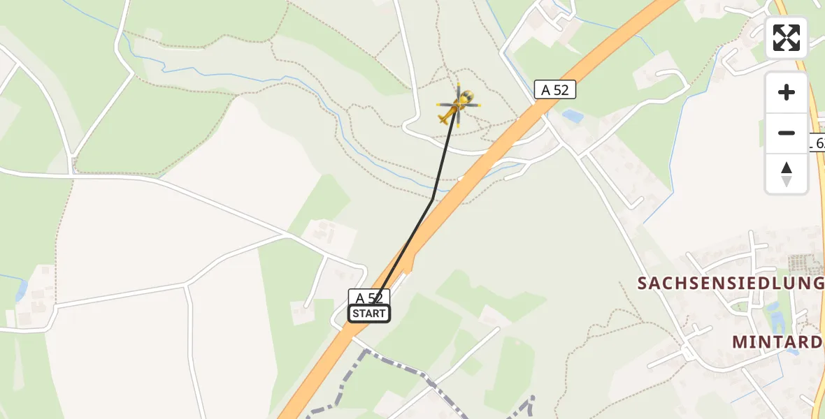 Flugroute Rettungshubschrauber Mülheim an der Ruhr - Mülheim an der Ruhr, 11 April 2026, 08:55