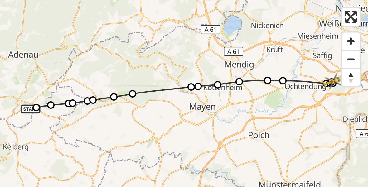 Flugroute Ambulanzhubschrauber Müllenbach - Ochtendung, 11 April 2026, 08:57
