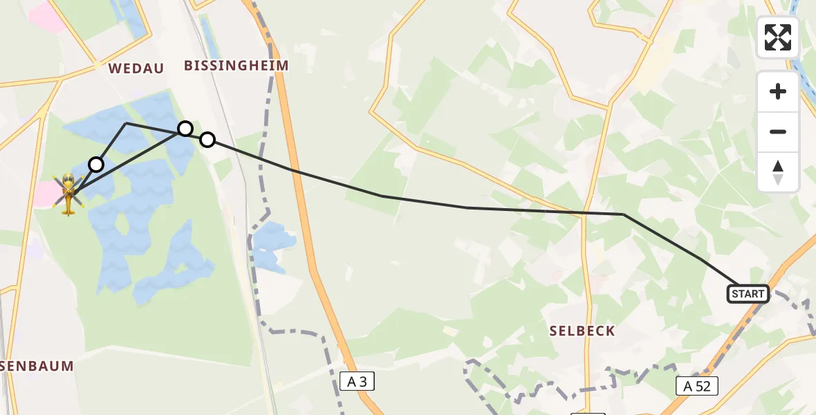 Flugroute Rettungshubschrauber Mülheim an der Ruhr - Duisburg Air Rescue Hubschrauberlandeplatz (Christoph 9), 11 April 2026, 09:15