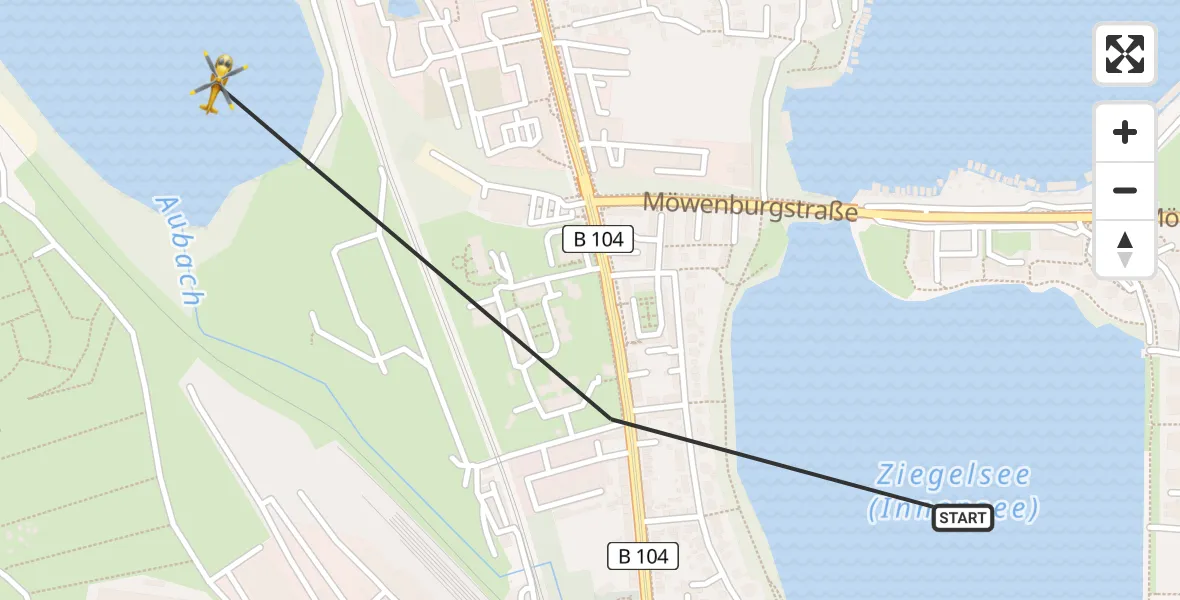 Routekaart van de vlucht: Rettungshubschrauber nach Schwerin, Pappelgrund