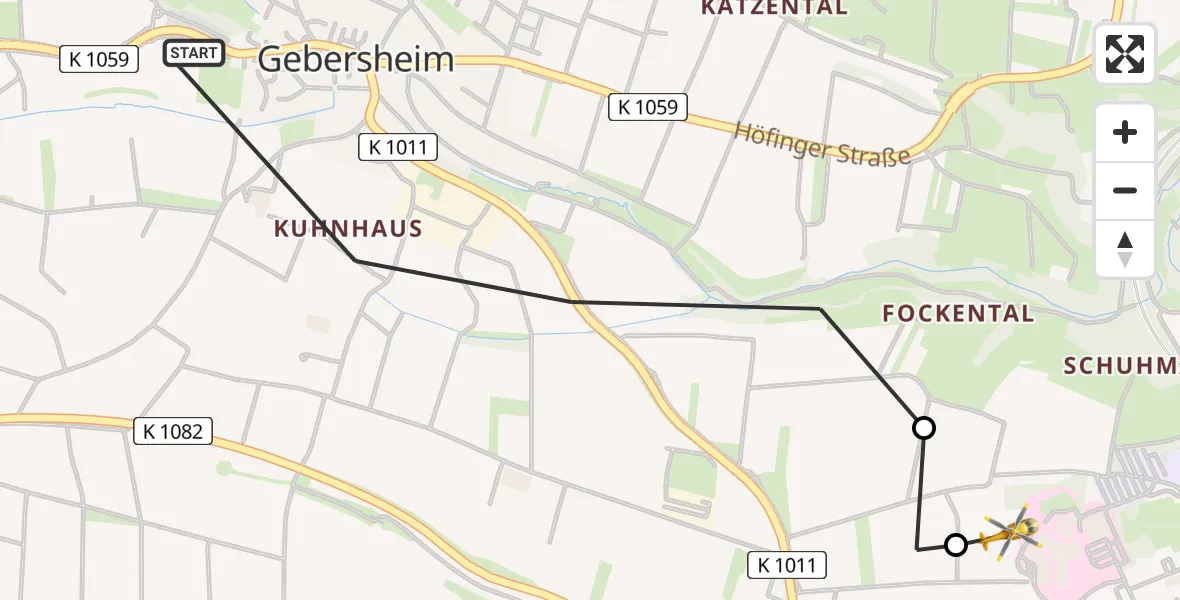 Flugroute Rettungshubschrauber Leonberg - Leonberg Hospital, 11 April 2026, 09:47