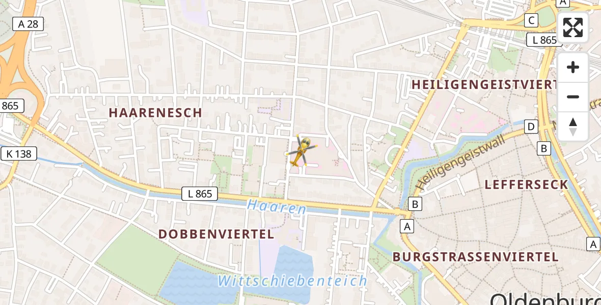 Flugroute Rettungshubschrauber Oldenburg (Oldb) - Oldenburg (Oldb), 11 April 2026, 09:53