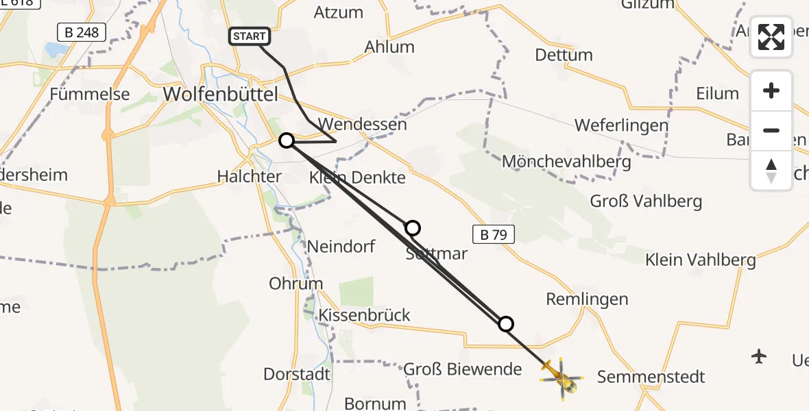 Flugroute Rettungshubschrauber Wolfenbüttel - Remlingen-Semmenstedt, 11 April 2026, 10:13