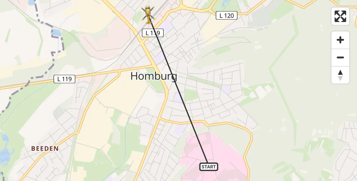 Flugroute Rettungshubschrauber Homburg - Homburg, 11 April 2026, 10:18