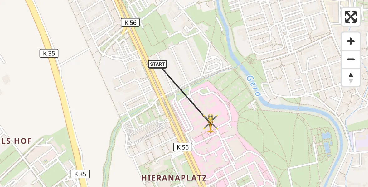 Flugroute Ambulanzhubschrauber Helios Clinic Erfurt - Helios Clinic Erfurt, 11 April 2026, 10:19