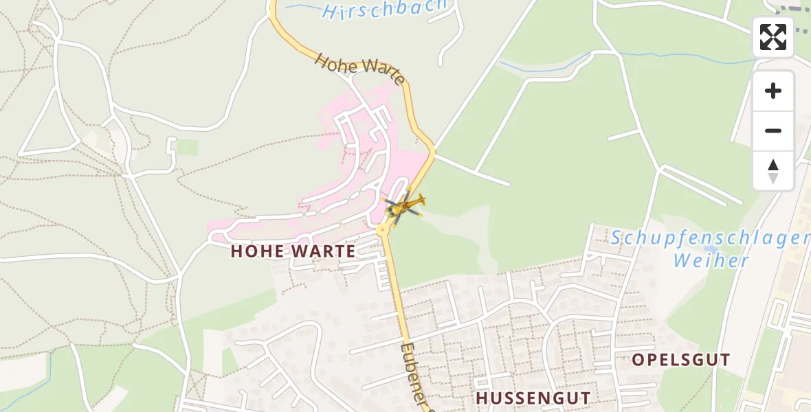 Flugroute Rettungshubschrauber Hohe Warte Hospital - Hohe Warte Hospital, 11 April 2026, 10:19