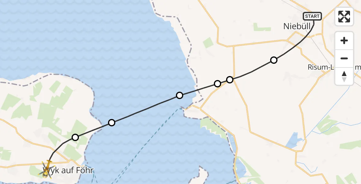 Flugroute Rettungshubschrauber Niebüll - Wrixum, 11 April 2026, 10:31