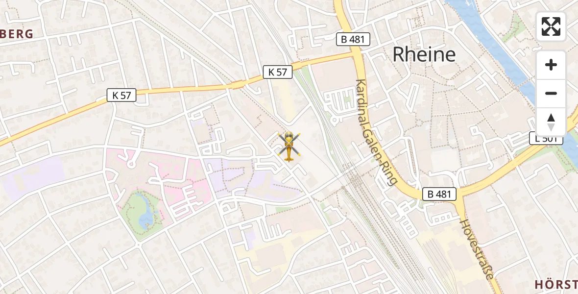 Flugroute Ambulanzhubschrauber ADAC Luftrettungsstation Rheine Hubschrauberlandeplatz (Christoph Europa 2) - ADAC Luftrettungsstation Rheine Hubschrauberlandeplatz (Christoph Europa 2), 11 April 2026, 10:32