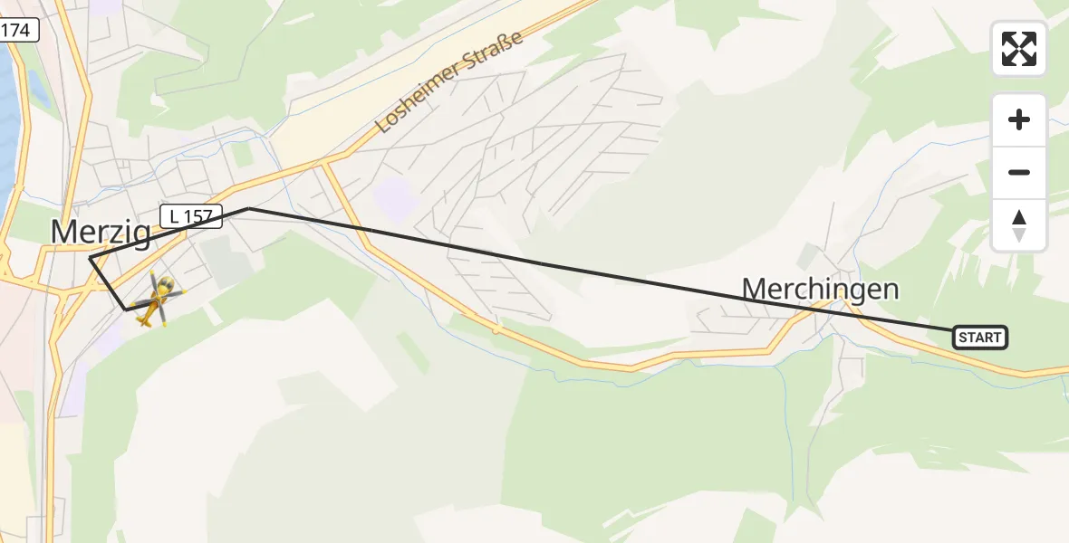 Flugroute Rettungshubschrauber Merzig - Merzig, 11 April 2026, 10:35