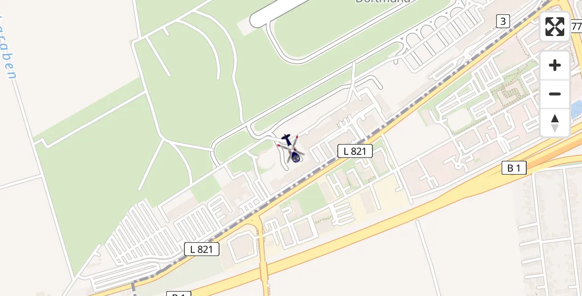 Flugroute Polizeihubschrauber Dortmund Flughafen - Dortmund Flughafen, 11 April 2026, 10:39
