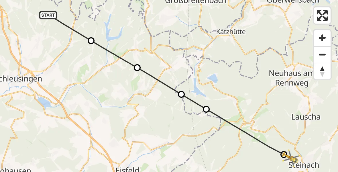 Flugroute Rettungshubschrauber Schleusingen - Steinach, 11 April 2026, 10:49