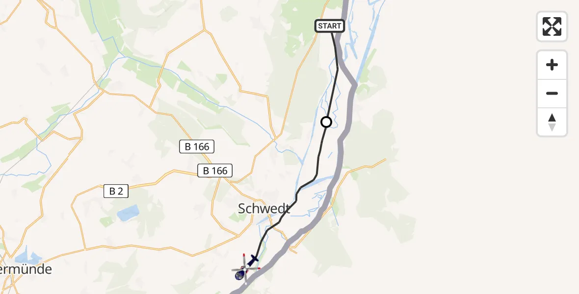 Flugroute Polizeihubschrauber Gartz (Oder) - Schwedt/Oder, 11 April 2026, 11:08