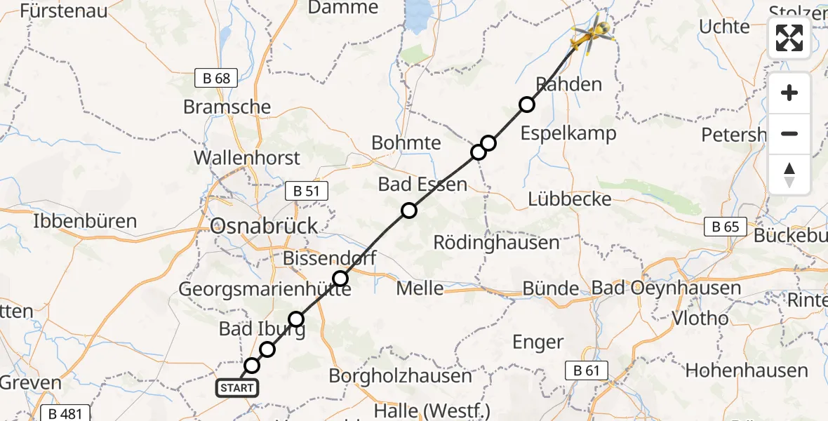 Flugroute Rettungshubschrauber Glandorf - Rahden, 11 April 2026, 11:25