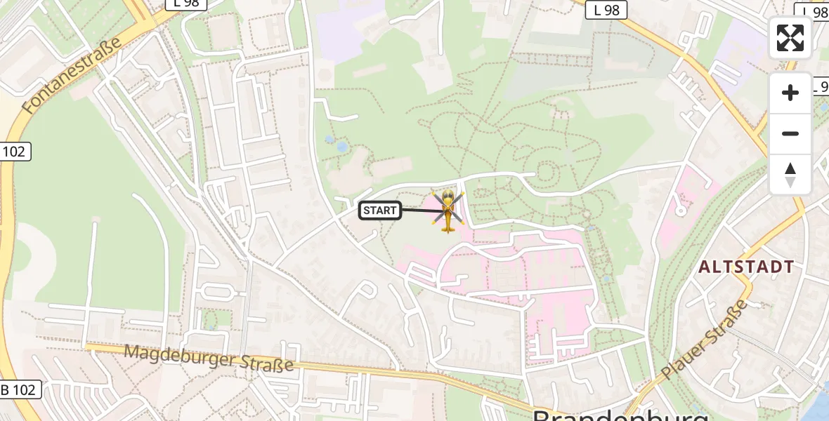 Flugroute Rettungshubschrauber Brandenburg an der Havel - Brandenburg an der Havel, 11 April 2026, 11:40