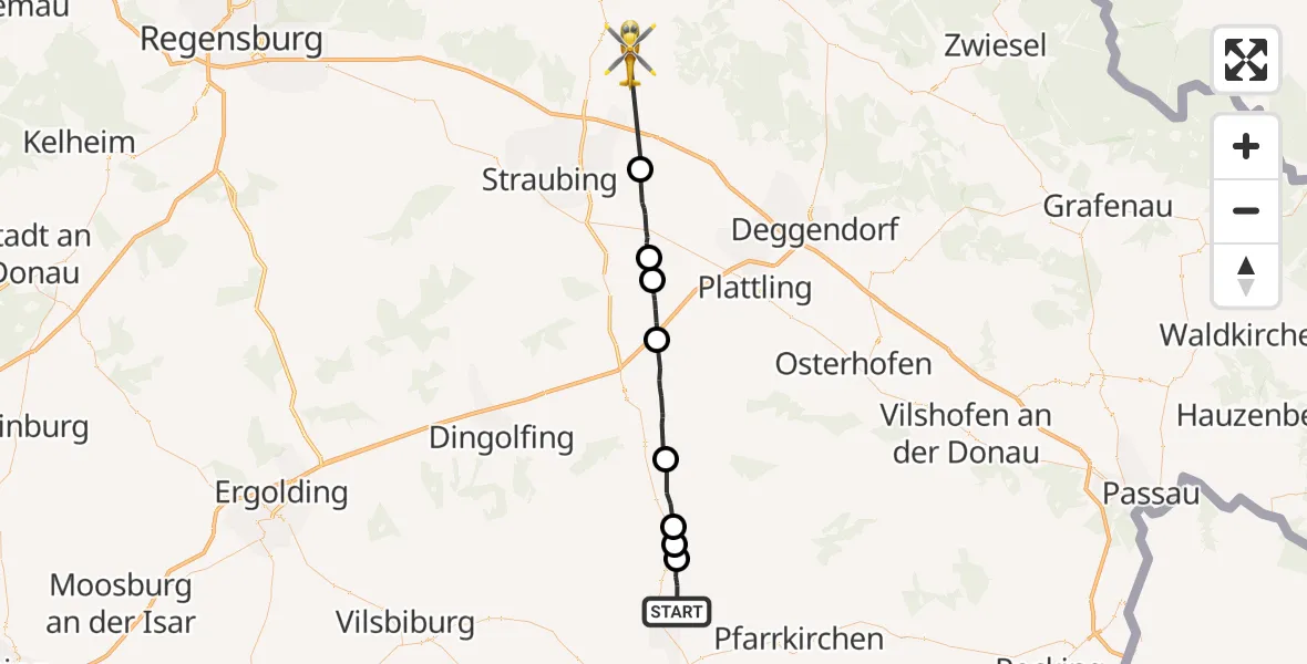 Flugroute Rettungshubschrauber Falkenberg - Haselbach, 11 April 2026, 12:02