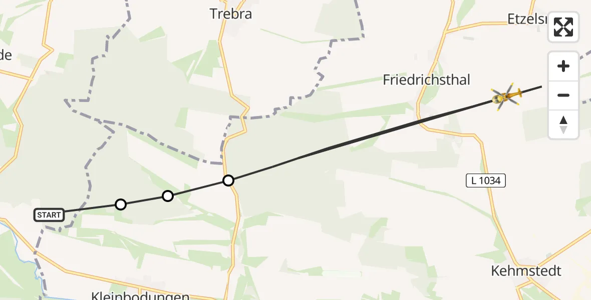 Flugroute Rettungshubschrauber Am Ohmberg - Bleicherode, 11 April 2026, 12:12