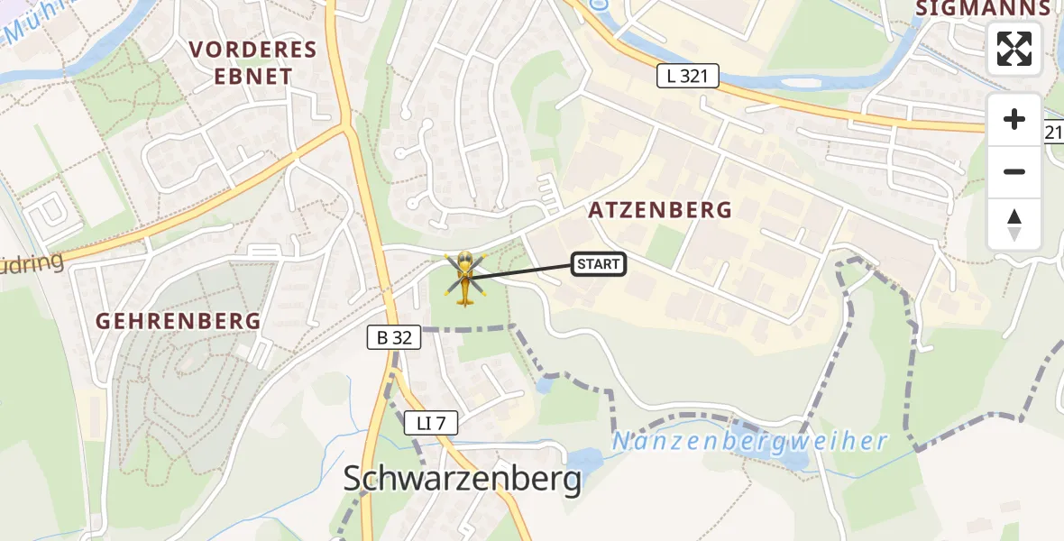Flugroute Rettungshubschrauber Wangen im Allgäu - Wangen im Allgäu, 11 April 2026, 12:16