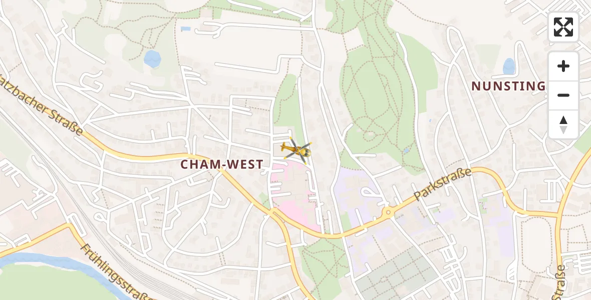Flugroute Rettungshubschrauber Cham Hospital - Cham Hospital, 11 April 2026, 12:25