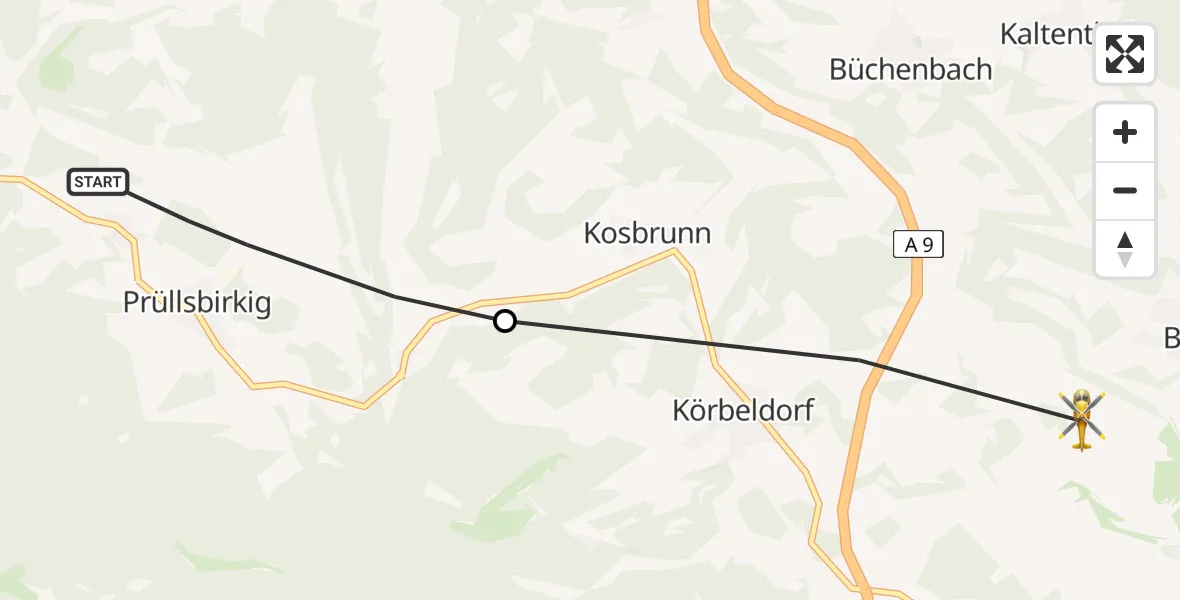 Flugroute Rettungshubschrauber Pottenstein - Pegnitz, 11 April 2026, 12:42