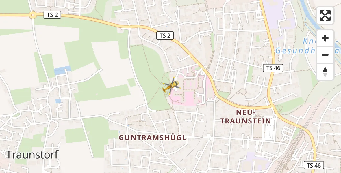 Flugroute Rettungshubschrauber Traunstein Hospital - Traunstein Hospital, 11 April 2026, 12:47