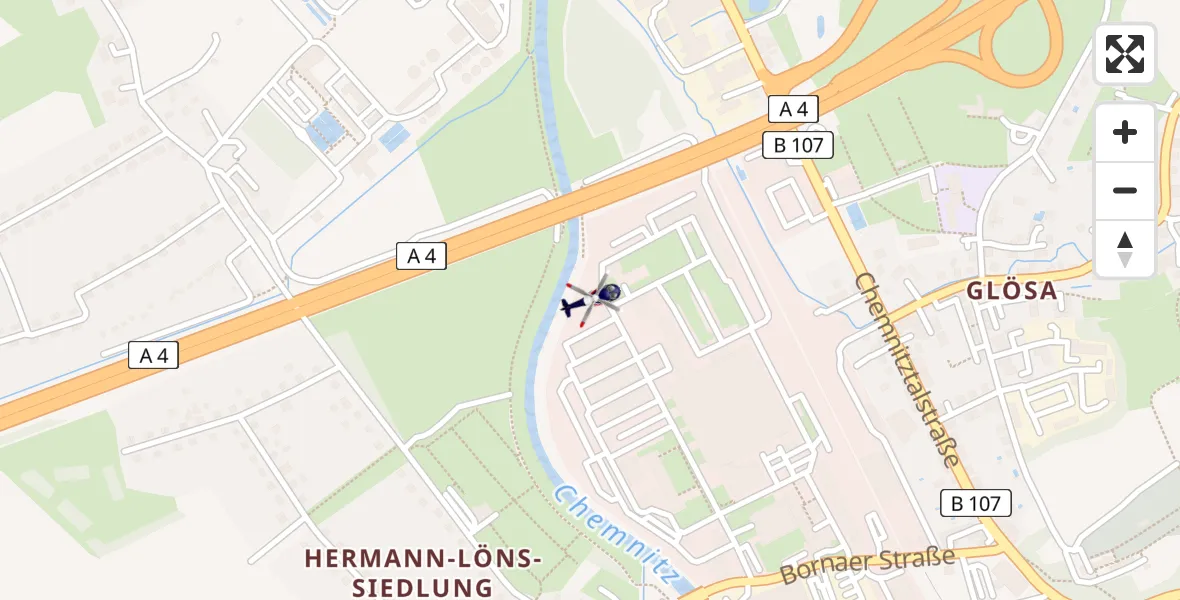 Flugroute Polizeihubschrauber Chemnitz-Glösa Industrial Park Hubschrauberlandeplatz - Chemnitz-Glösa Industrial Park Hubschrauberlandeplatz, 11 April 2026, 12:56