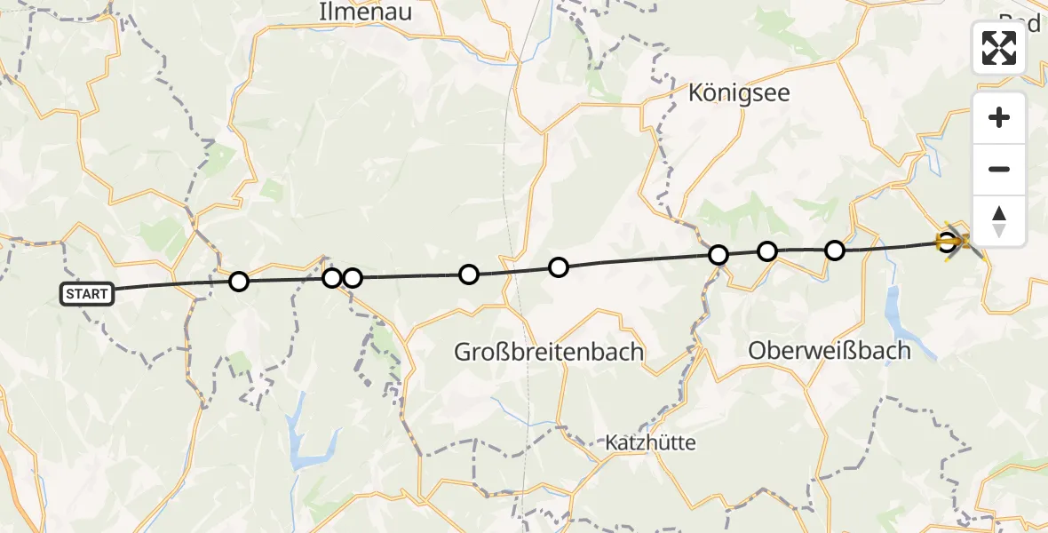 Flugroute Rettungshubschrauber Suhl - Döschnitz, 11 April 2026, 13:42