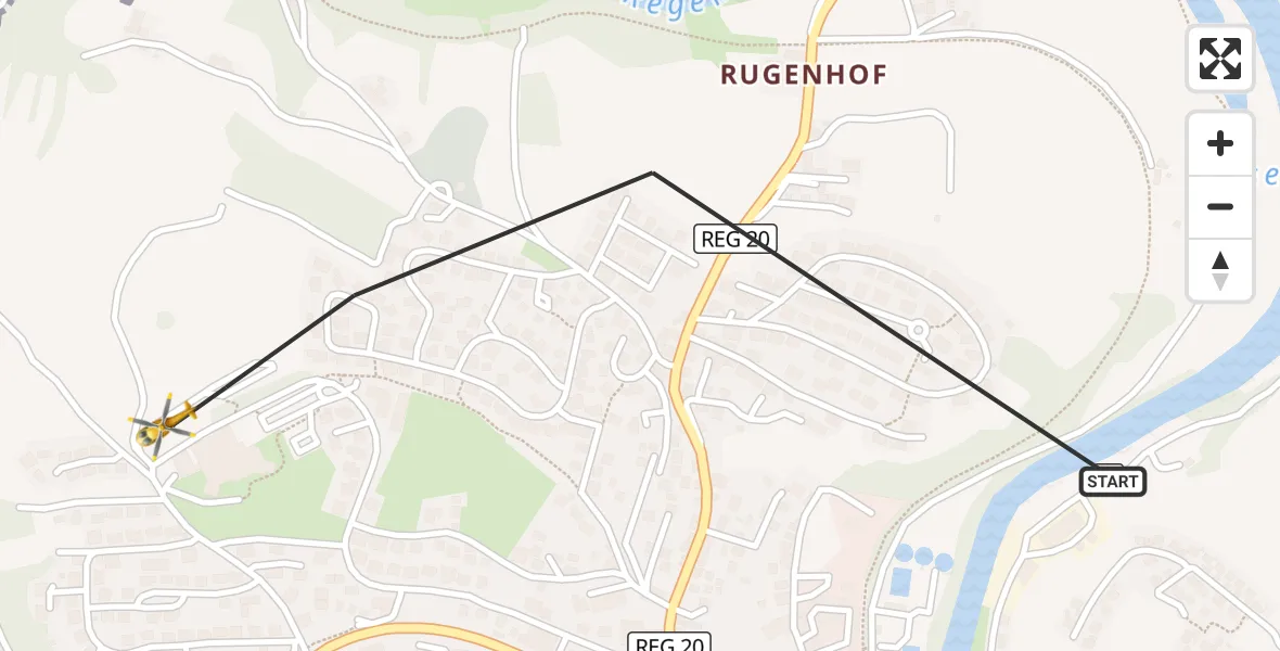 Flugroute Rettungshubschrauber Viechtach - Viechtach, 11 April 2026, 14:13