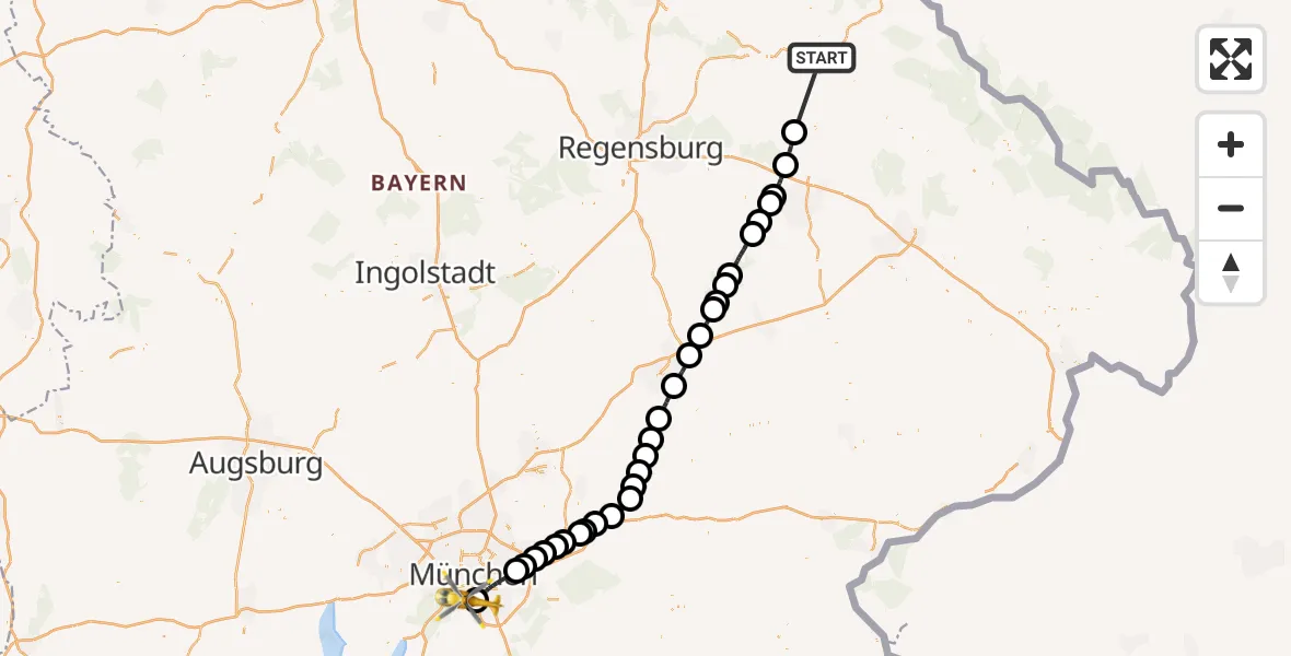 Flugroute Rettungshubschrauber Cham - ADAC Air Rescue Center Hubschrauberlandeplatz (Christoph 1), 11 April 2026, 14:19