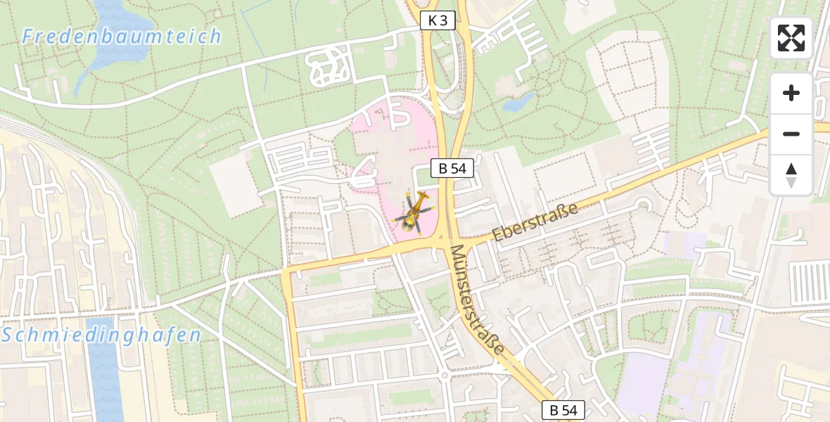Flugroute Rettungshubschrauber Dortmund Hospital North - Dortmund Hospital North, 11 April 2026, 14:18