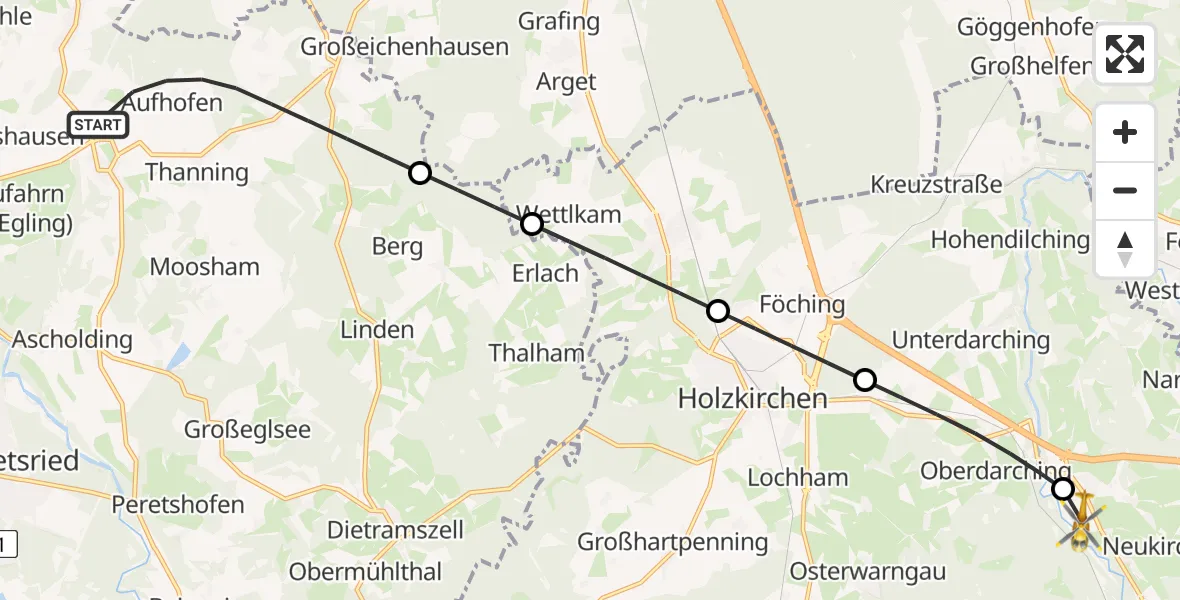 Flugroute Rettungshubschrauber Egling - Weyarn, 11 April 2026, 14:29