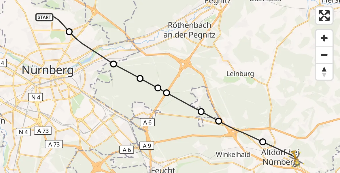 Flugroute Ambulanzhubschrauber Flughafen Nuremberg - Altdorf b.Nürnberg, 11 April 2026, 14:29