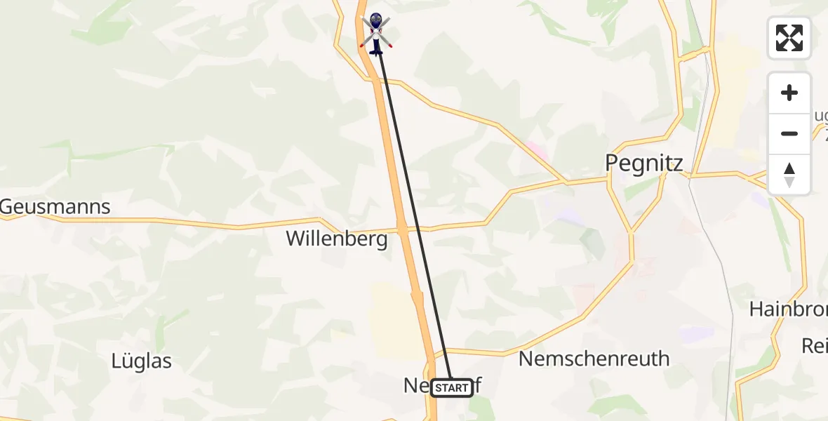 Flugroute Polizeihubschrauber Pegnitz - Pegnitz, 11 April 2026, 14:36