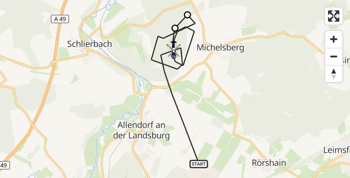 Flugroute Polizeihubschrauber Schwalmstadt - Schwalmstadt, 11 April 2026, 14:42