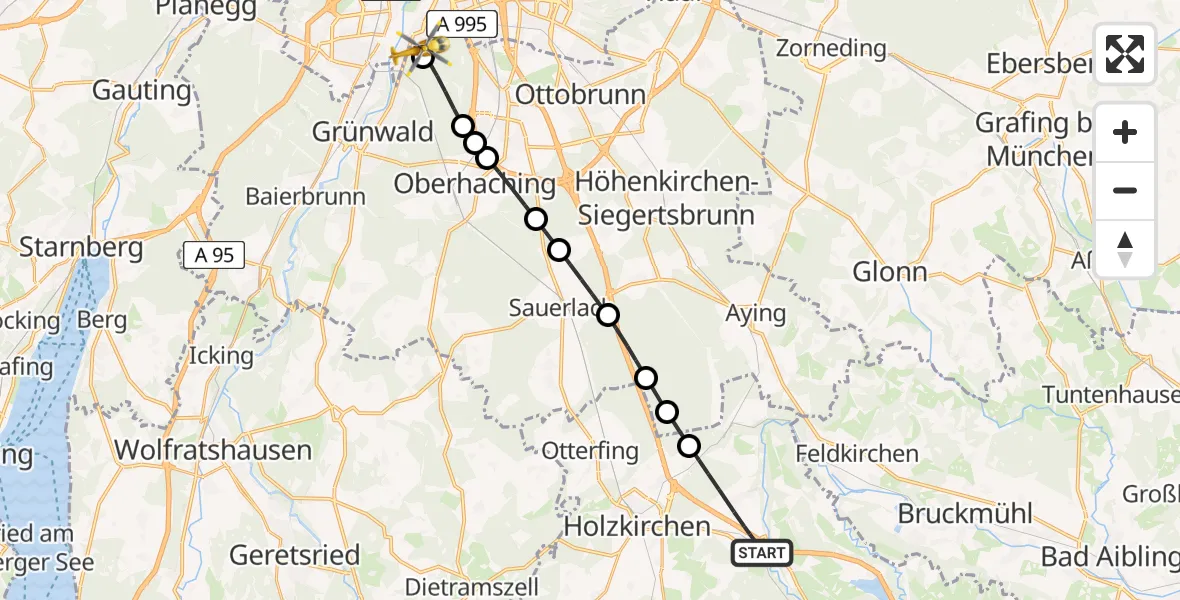 Flugroute Rettungshubschrauber Valley - ADAC Air Rescue Center Hubschrauberlandeplatz (Christoph 1), 11 April 2026, 14:56